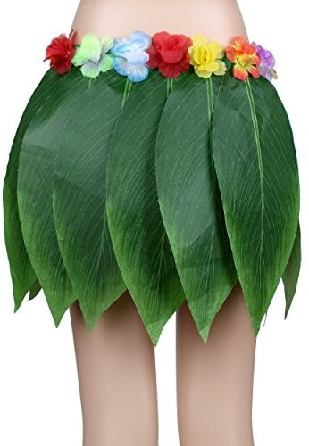 Борба за Постигане на Хавайския Luau Зелен Лист от Поли Костюм Възрастен Трева Пола с Цветя за Плажни Танци Вечерни Сувенири(5 бр)