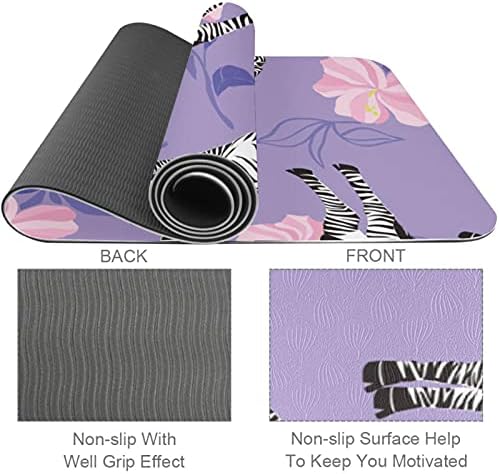 Siebzeh Zebra Animal Pattern Purple Premium Thick Yoga Mat Eco Friendly Rubber Health&Fitness Non Slip Mat for All Types