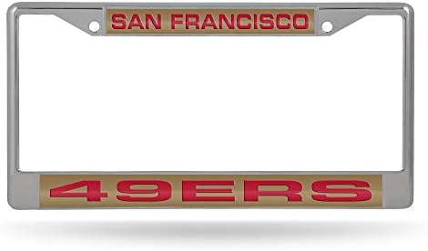 Rico Industries NFL Unisex-Възрастен Лазерно Рязане Вградени Стандартна Хромирана Рамка регистрационен номер