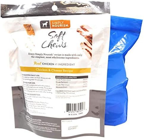 Simply Nourish Soft Chews Dog Treat Sticks, 6 унции (пиле и сирене: опаковка от 2 броя) и затваряне на пакети Tesadorz