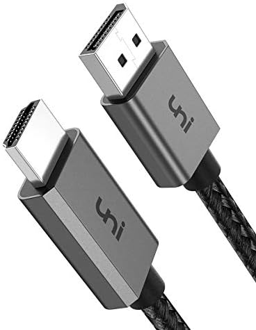 DisplayPort to HDMI, uni DisplayPort to HDMI кабел (4K UHD) Насочената DP to HDMI кабел [Найлонова оплетка, алуминиев корпус] Съвместима за HP, DELL, ВИДЕОКАРТИ, AMD, NVIDIA и много други-6.6 ft
