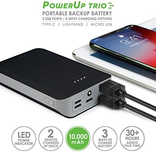 Aduro Преносимо зарядно Power Bank 10,000 mAh външна батерия Зарядно устройство за мобилни телефони с два USB порта за