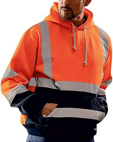 Голяма Видимост Пуловер Hoody за Мъже Пътна Работа Колоездене Hoody Върховете Светлоотразителни работно облекло Обучение