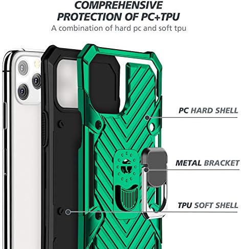 Съвместимост с iPhone на 12-Pro Case, PC & Удароустойчив TPU Брони Защитен Калъф с Магнитна стойка Калъф за iPhone 12