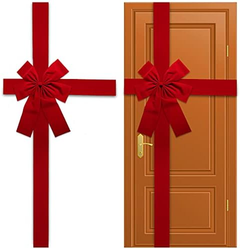 gisgfim Червен Новата Година на Вратата на Гардероба Лента Голям Червен Лък Врата Дантела Празничен Лък Празнични Украси