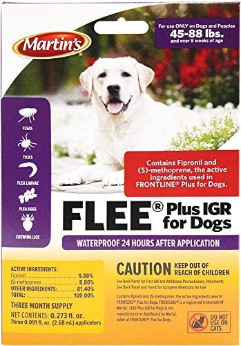 Fleet SPOT-ON w/Fipronil 3-Pk IGR (Регулатор на растежа на насекомите) за кучета и кученца (45-88 паунда)