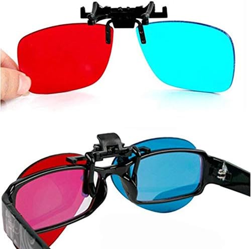 Червено-тъмно синьо/светло синьо Анаглиф 3D Clip-on Очила с Кутия Case Очила за 3D ТЕЛЕВИЗИЯ, 3D Movie Game Клип Glasses
