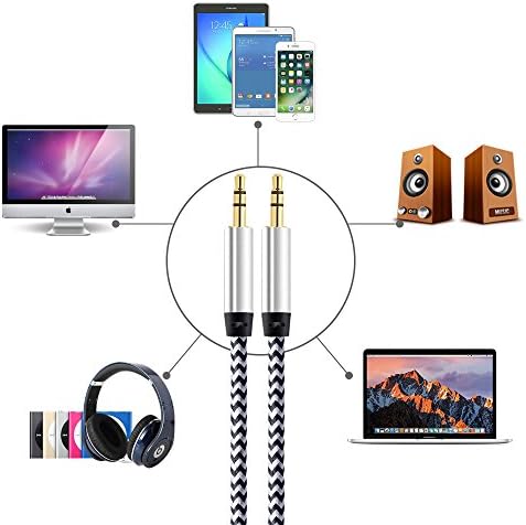 Кабел Aux, CableLovers 2 Pack 5FT Найлонова Оплетка Hi-Fi Качество на Звука на Аудио Кабел с 3,5 ММ Мъж към Мъж Допълнителен Аудио Кабел за Автомобилни Стерео, iPhone, iPad, Beats Solo 2 3 Слуша