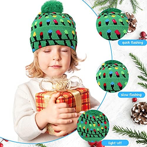 3 Бр. Коледни Шапки Коледа Led Beanie Light Up Christmas Hat Up Коледа Beanie Cap for Christmas Party Supply