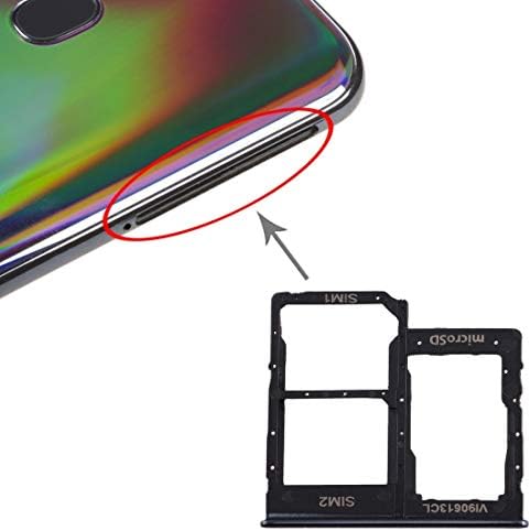 209925 Директни Фабрика за резервни части и Аксесоари за мобилни телефони Тава за SIM-карти + Тава за SIM-карти + Тава за Micro SD-карти Galaxy A40 (черен) Комплект за ремонт на моби?