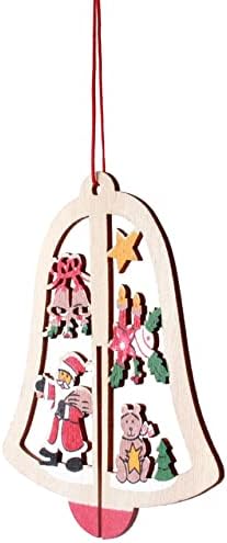 LNGOW Коледни Декоративни Висящи Украшения Дървена Камбана Звезда Дърво във Формата На Коледа Окачен Медальон Занаяти