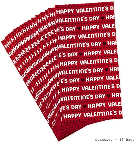 Hallmark свети валентин Party Favor Wrapped and Treat Bags (15 Ct, Червен, Happy Valentine ' s Day) for Classroom Parties,