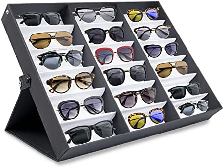 ProSource 18 Piece Sunglass Eyewear Eye Носете Display Tray Case Stand. Също така е чудесно за часовници и бижута, черен