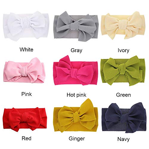Baby Big Bow Head Wraps, Turban Knotted Hair Bows Headbands Stretchy Hair Bands 9PCS for Toddlers Big Girls by JIAHANG