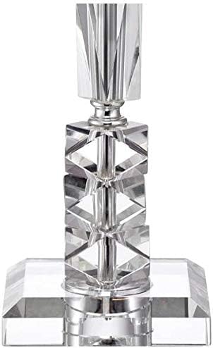Традиционна Настолна Лампа Mitzie 25.5 High Clear Crystal Glass Cut Column Geneva White-Fabric Square Shade Decor for