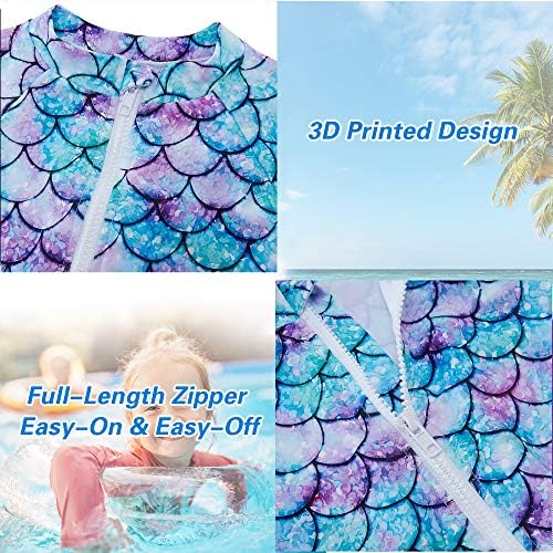 swimsobo Baby Girls Sunsuit Long Sleeve Zipper Rashguard UPF 50+ Бански костюми Cover-Ups Wraps 0-2T