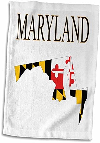 3D Розово изображение контур на щата Мериленд в цветовете на знамето и името и Кърпа за ръце, 15 x 22