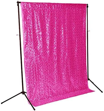 ShinyBeauty Hot Pink-Пайета Curtain-2FTx3FT,Пайета Fabric Photography Background,Блестящи Curtain for Wedding Party/Living Room Decoration (Hot Pink)