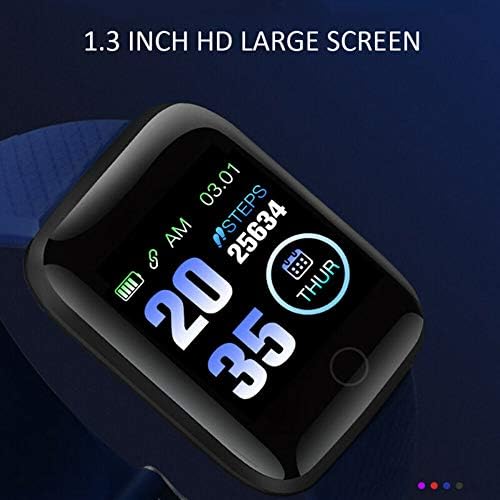 hhscute Smart Watch,Ръчни Часовници Здраве Tourbillon Push Message Sports за Телефони с iOS (черен)