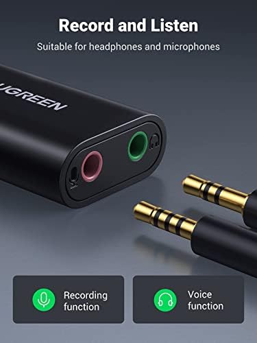 UGREEN USB Аудио Адаптер Външна Стерео Звукова Карта и Найлонова Оплетка Сплитер за Слушалки 3.5 мм Комплект