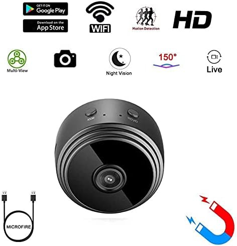 Kmonabie Мини Камера, HD 1080 P Мини Камера, Безжична Wi-Fi за Сигурност на Cam Нощно Виждане Движение Открива за Спортове на Открито DV Носят