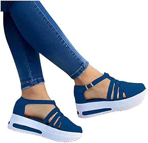 JMMSlmax Маратонки за Жени Пешеходната Обувки Летни Джапанки Нарязани Вътрешен Чорап T-Strappy Готик Комфорт Сандали на