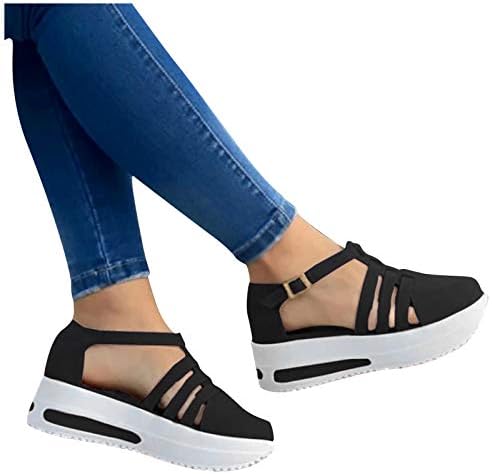 JMMSlmax Маратонки за Жени Пешеходната Обувки Летни Джапанки Нарязани Вътрешен Чорап T-Strappy Готик Комфорт Сандали на