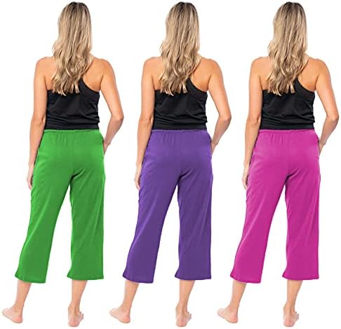 Секси Basics Women ' s Pack 3 Soft Flex-Cotton Knit Pajama Pants/Фоайе Pants/Sleep Pants - Capri -Yoga Style Pant