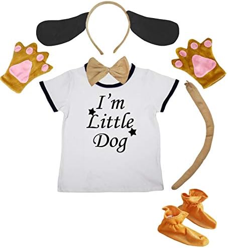 Petitebella I ' m Little Dog Риза Превръзка на главата Вратовръзка Ръкавици Опашката Обувки 6шт Костюм (4-5 години, куче)