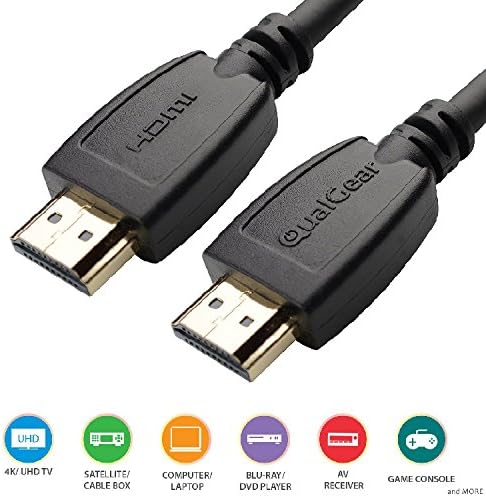 Кабел QualGear High Speed HDMI 2.0 Ethernet (6 фута) - мед OFC, контакти със златно покритие 24-КАРАТОВО, triple