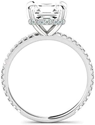 Eraa Jewel Ice Crushed Ring, Radiant Cut 3.00 Ct, Безцветен Диамант муассанит, Пръстен От Сребро 925 Проба, Годежен Пръстен,