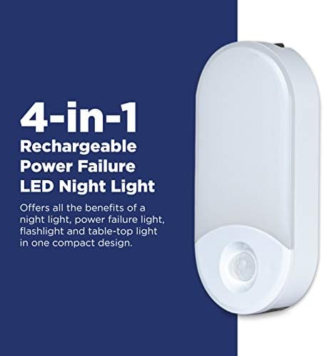 Уестингхаус 3-Pack 4-in-1 Power Failure Night Light - Движение и Актинични Акумулаторна Авариен Led Фенерче, Plug светлина