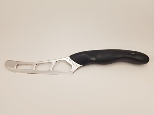 Модел 1504 CUTCO Cheese Knife w/ 5.5 Micro-D® serrated edge blade & 5 black Soft Comfort-grip handle. Дупки върху повърхността