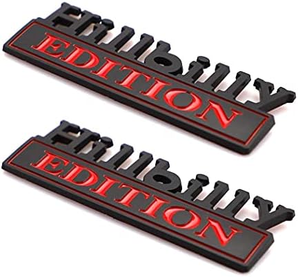 2pcs Hillbilly Edition Emblem Логото на Fender Badge 3D Badge for Car Truck SUV Compatible (Black red), (Hillbilly Edition-B01)