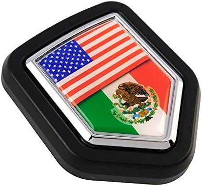 САЩ, Мексико-Мексикански флаг кола камион Черен Щит Скара Икона хромирана решетка, емблемата на 2.6 x 3.1
