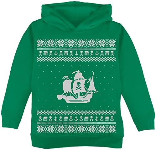 Старата Слава Пиратски Кораб Грозен Коледен Пуловер На Зелени Дете Hoody