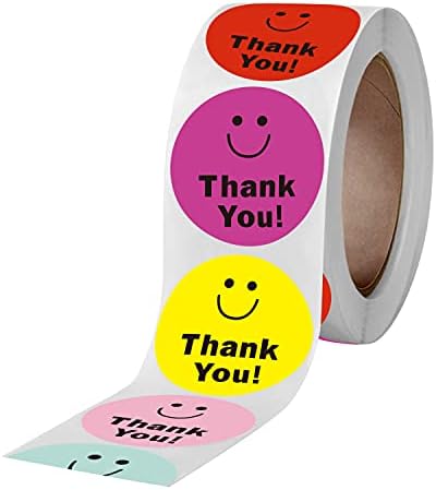 500 Благодаря Усмивка стикери,1 през Цялата размер етикети силно се препоръчва за опаковане,Бележки,писма,бонбони чанти,подаръчни