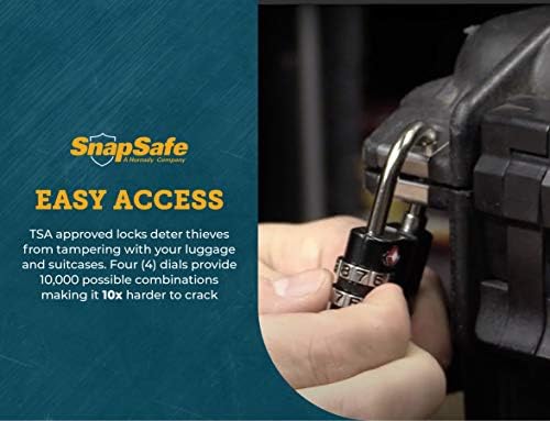 SnapSafe TSA Approved PadLocks 2 Pack, 76020 - изцяло метална 4-цифрени секретни брави с дебелото дужкой, индикатор за