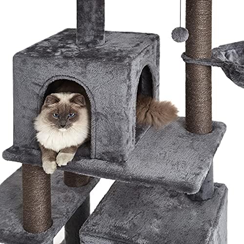 Merax 45 Инча Cat Tree Tower е Когтеточки Играчка със Сменен Болтающимся Топката, Хамак и Кондоминиумом за Големи Котки