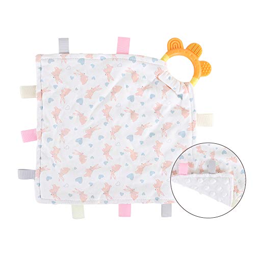 Детско Успокояващ Плюшевое одеяло с цветни бирками Квадратни Успокояващ Одеяла за момчета и момичета-Меки и удобни-Сладки