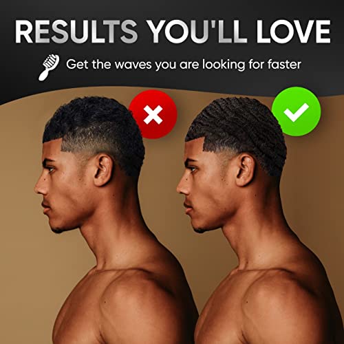 Benoo Wave Brush (черен) - Medium Boar & Nylon All Stages 360 Wave Brush For Men 360, Извити Средната Вълнообразни Четка, Четка за коса от найлон и Къщичка, Работи с Durag и Wave Cap