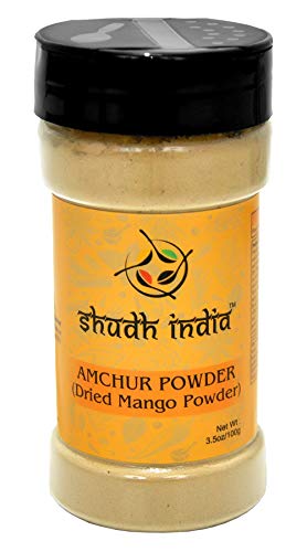 Shudh India Amchur (Mango) Смлян прах Подправка | Изцяло Натурална | Без сол | Веганская | Индийски произход | PET-банка