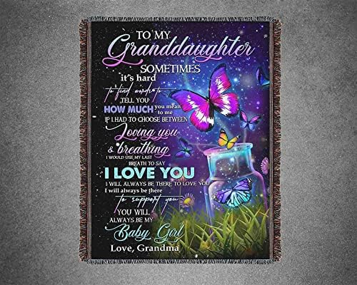 Пеперуда Тъкани Хвърли едно Одеяло, за да се моите внучки да искаш да кажеш за мен Между да те Обичам и да дишам, аз обичам да ми момиченце Любовта на Баба (60x80 см)