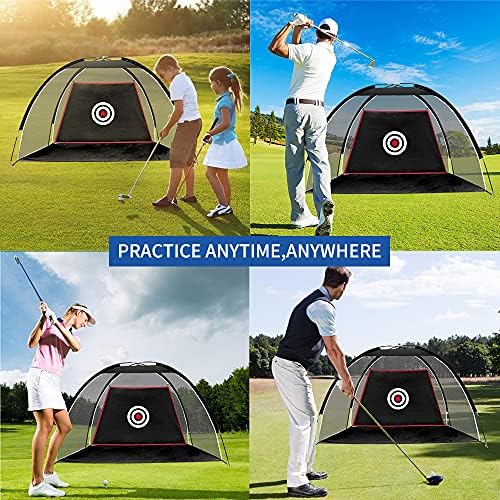 ASENVER Black Golf Nets for задния Двор Golf Practice Net Golf Hitting Net Training Aids with Target Cloth and Carrying Bag