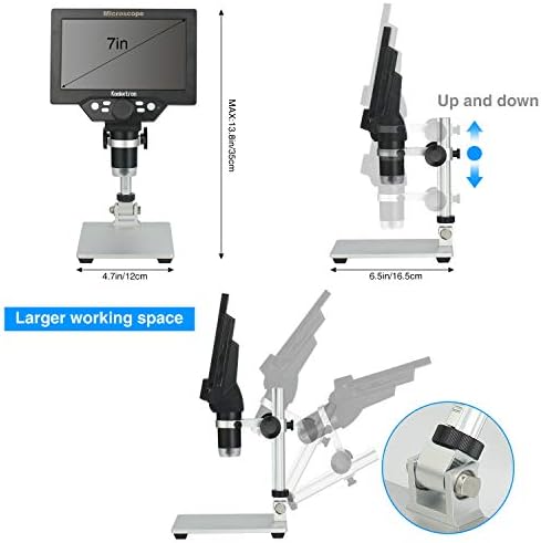 7-инчов LCD Дигитален USB Микроскоп,Koolertron 12MP 1-1200X Увеличение на употреба Камера видео Рекордер с екран,8 led,Акумулаторна