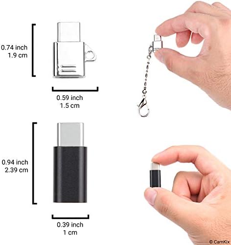 Micro USB to USB C Adapter (4X Compact with Key Chain + 2X Normal) - Позволява ви да зареждате и трансфер на данни за