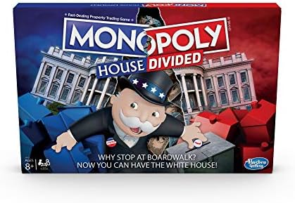 MONOPOLY House Divided Board Game: Избори и Белия дом, Тематична игра, Настолна игра за семейства и деца на възраст от 8 години и по-възрастни