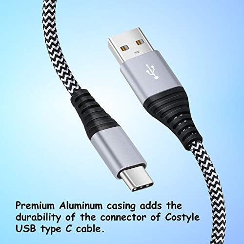 Кабел USB Type C 10 фута, Costyle 3 Pack 10 фута USB-A към USB C Бързо Зареждане на Сплетен Кабел Съвместим Samsung Galaxy