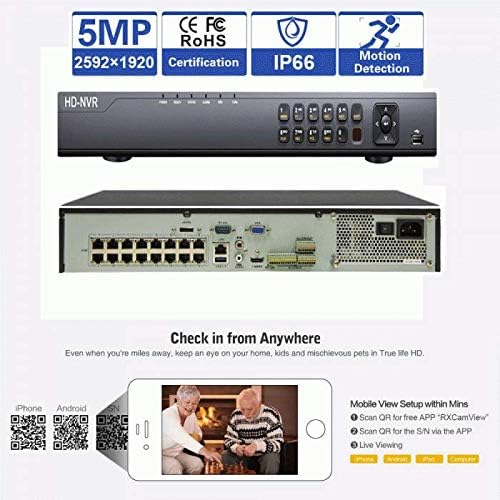 Amview 5MP (2592x1920p) 16 - канален 4K NVR PoE мрежова IP камера за сигурност-5MP HD 1920p 2.8~12mm Варифокальный увеличение