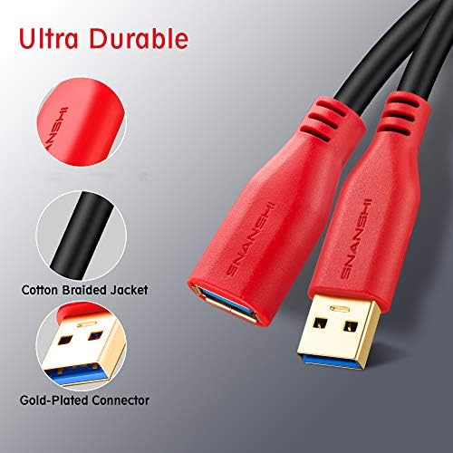 USB3.0 Удлинительный кабел 5ft, SNANSHI USB 3.0 Продължавам Cord Type A Male to Female Extension Cable Съвместим за USB Flash Drive, Четец на Карти, Твърд диск,клавиатура, принтер, Oculus VR, Playstation, Xbox